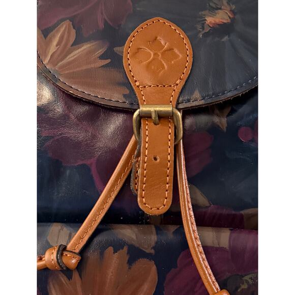 Patricia Nash Leather Drawstring Bucket Floral Backpack Purse Soft Lined Pockets - Picture 7 of 16